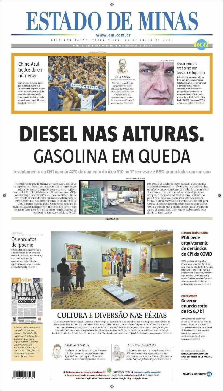 Portada de Jornal Estado de Minas (Brasil)