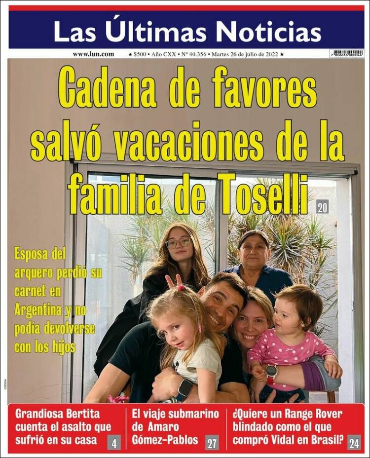 Portada de Las Últimas Noticias (Chile)