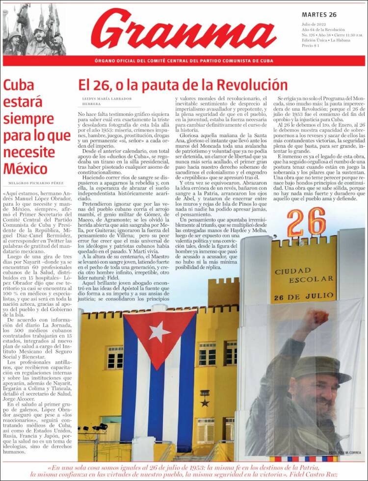 Portada de Granma (Cuba)