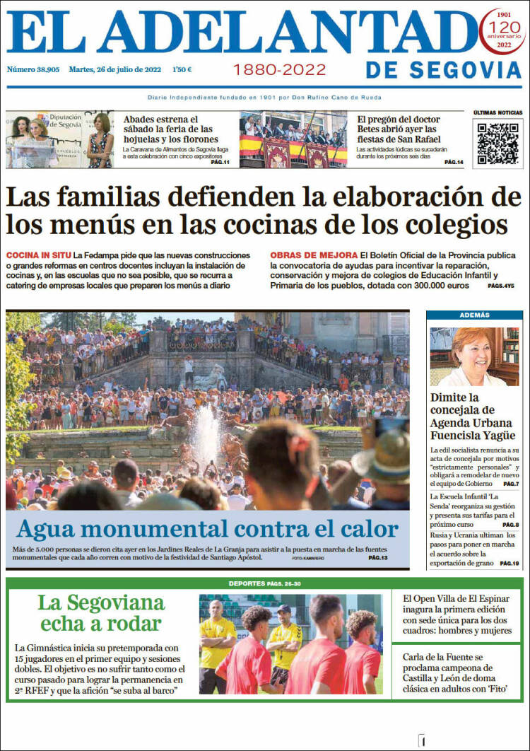 Portada de El Adelantado de Segovia (España)