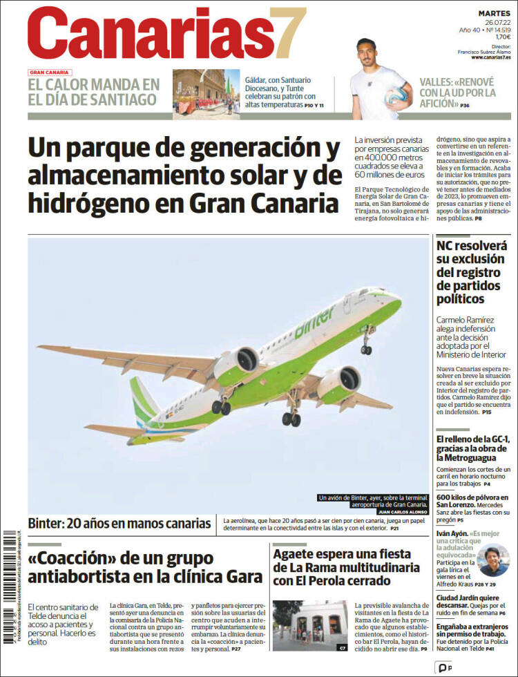 Portada de Canarias 7 (España)