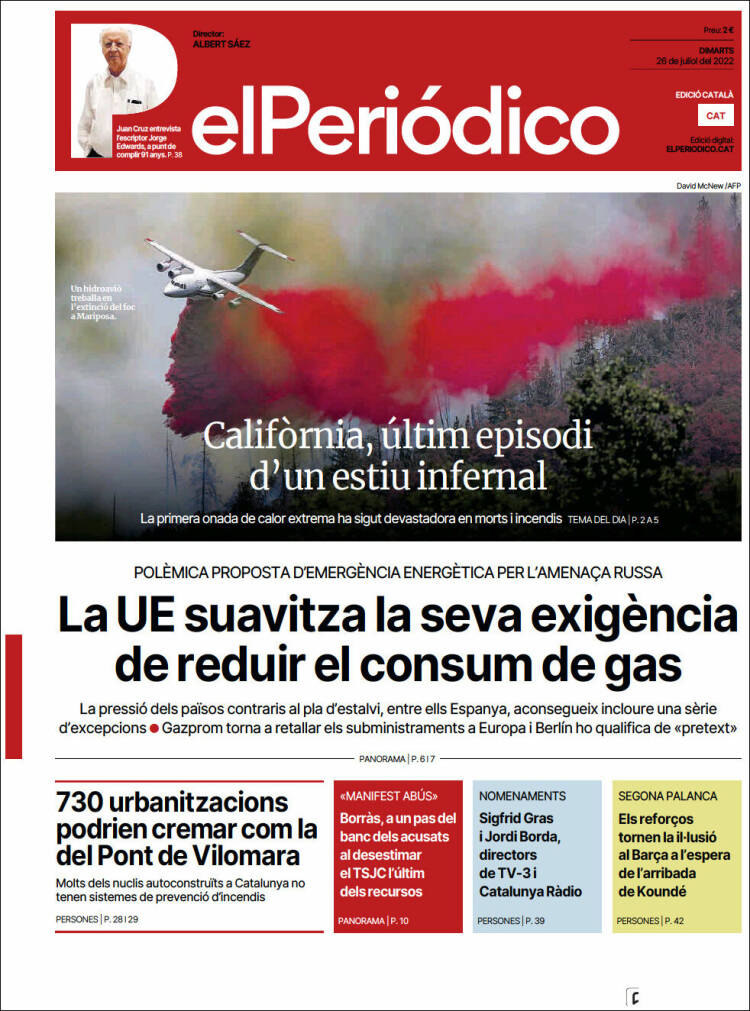 Portada de El Periódico de Catalunya (España)
