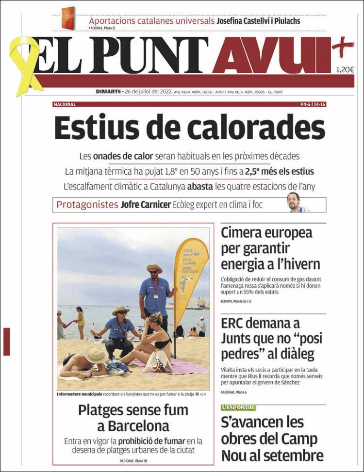 Portada de El Punt Avui (España)