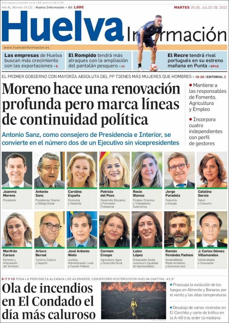 Portada de Huelva Información (España)