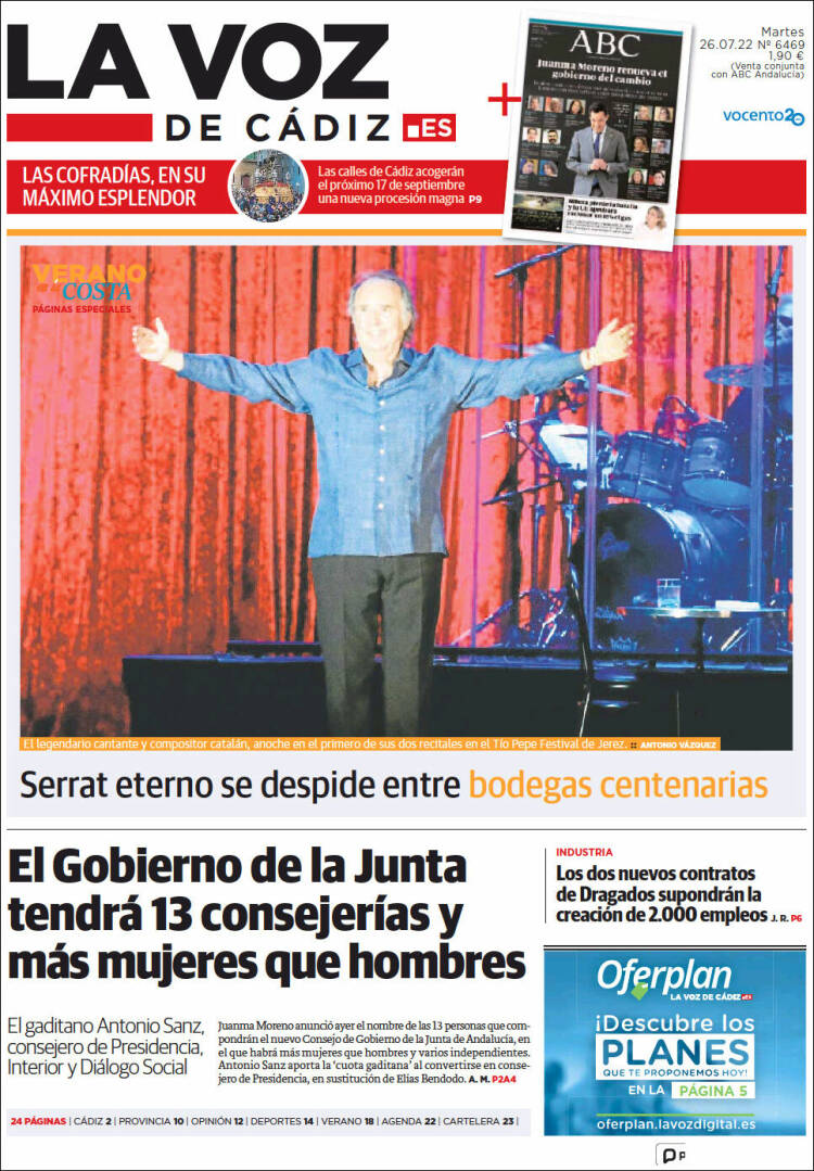 Portada de La Voz de Cádiz (España)