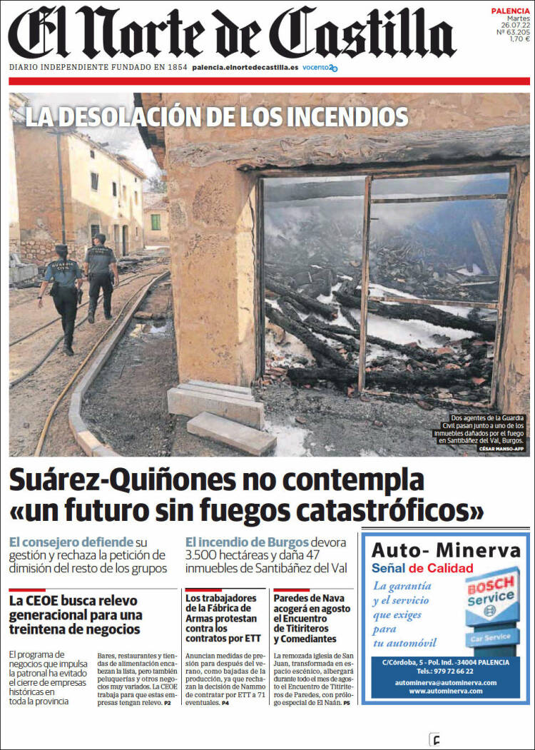 Portada de Norte de Castilla - Palencia (España)