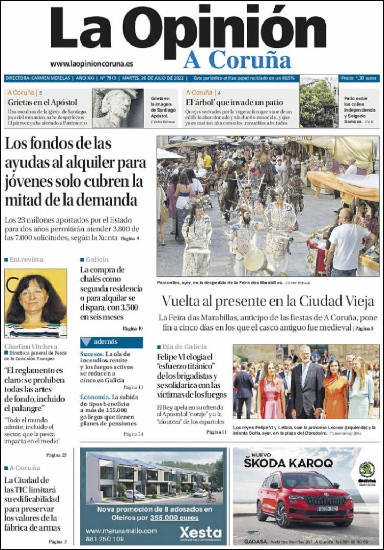Portada de La Opinión de A Coruña (España)