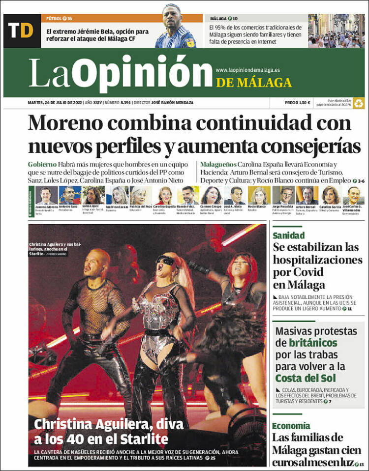 Portada de La Opinión de Málaga (España)
