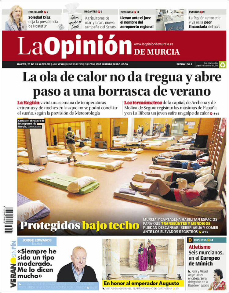Portada de La Opinión de Murcia (España)