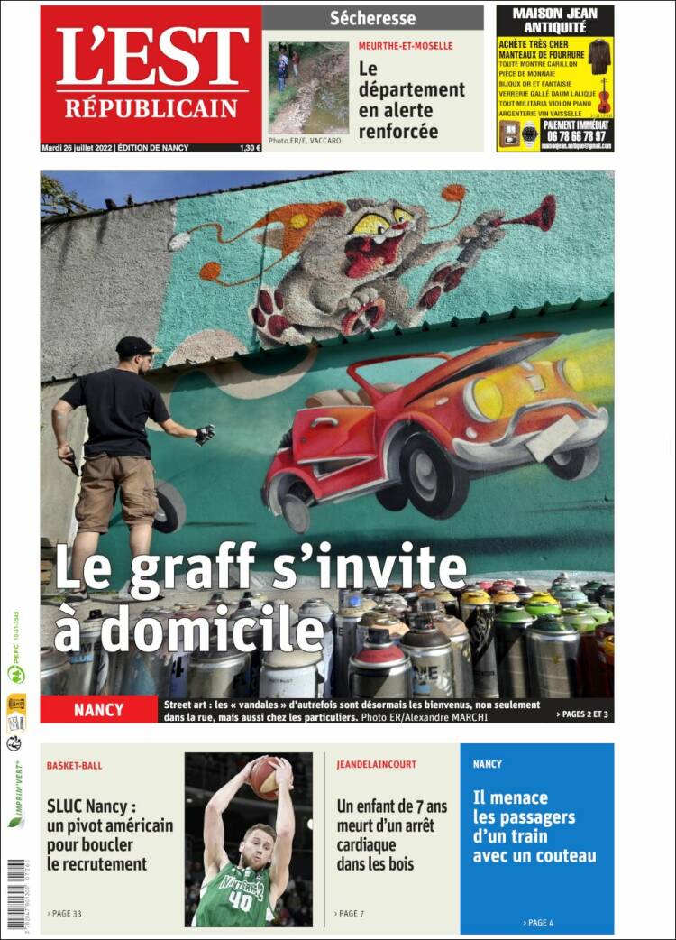 Portada de L'Est Republicain (France)
