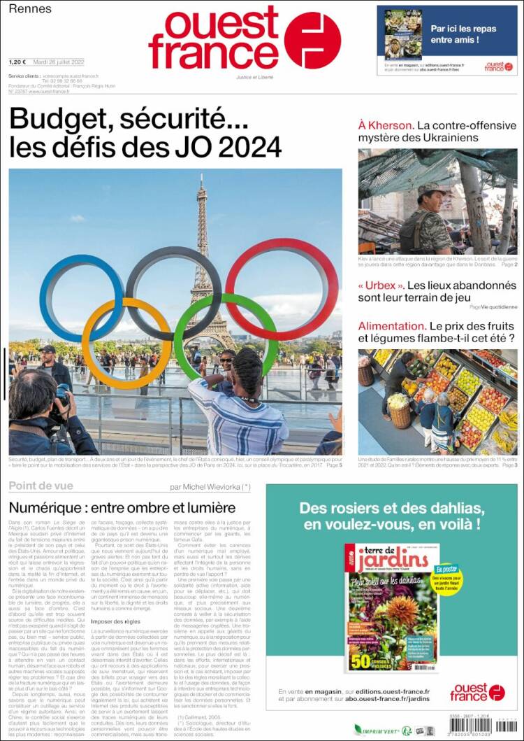 Portada de Ouest France (France)