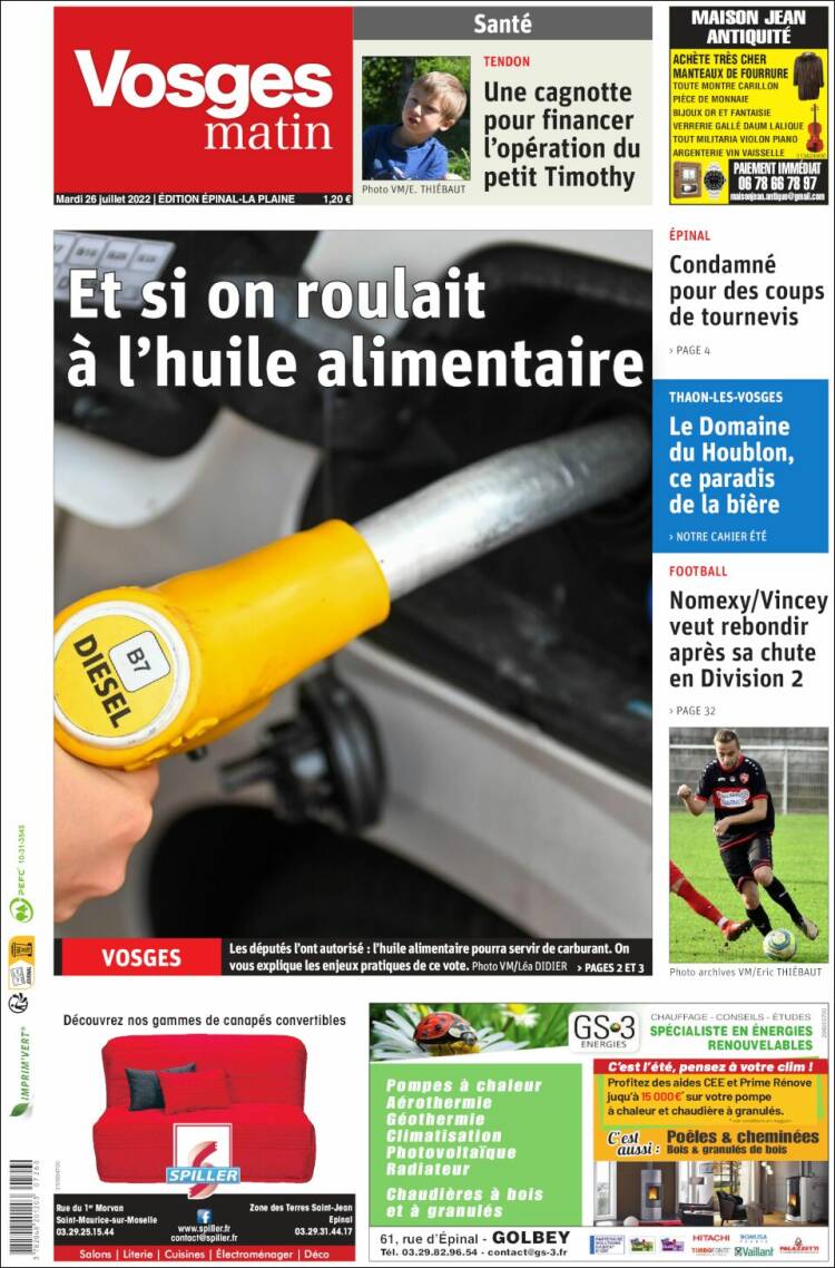Portada de Vosges Matin (France)