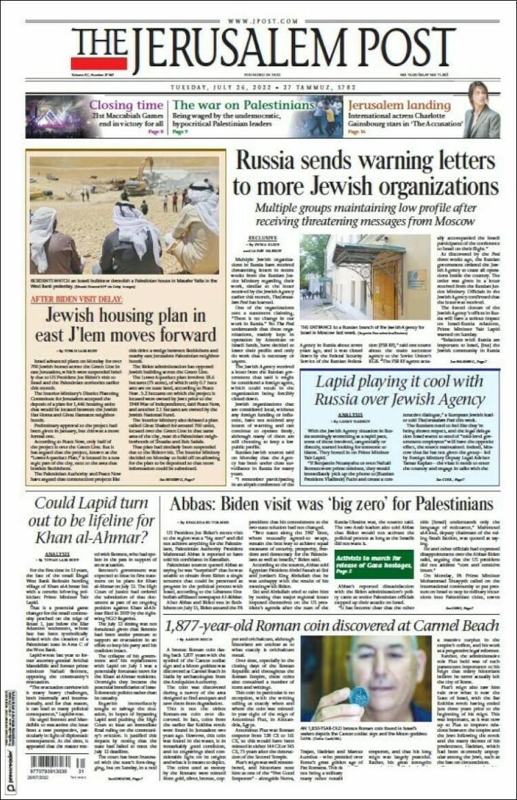 Portada de The Jerusalem Post (Israel)