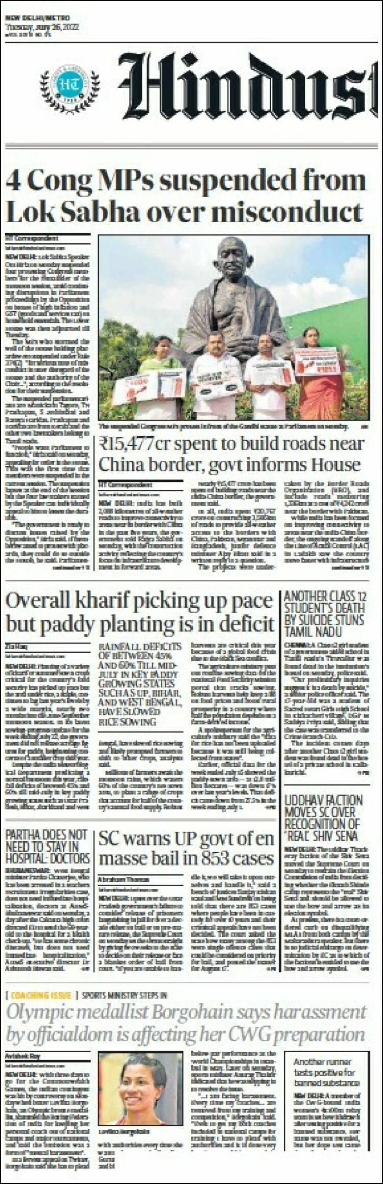 Portada de Hindustan Times (India)