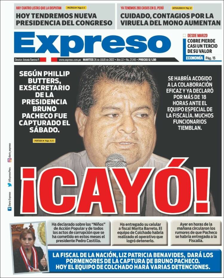 Portada de Expreso (Per&uacute;)
