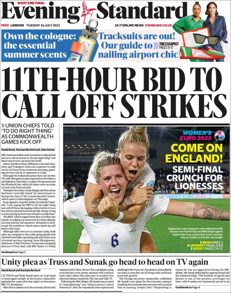 Portada de Evening Standard (Reino Unido)