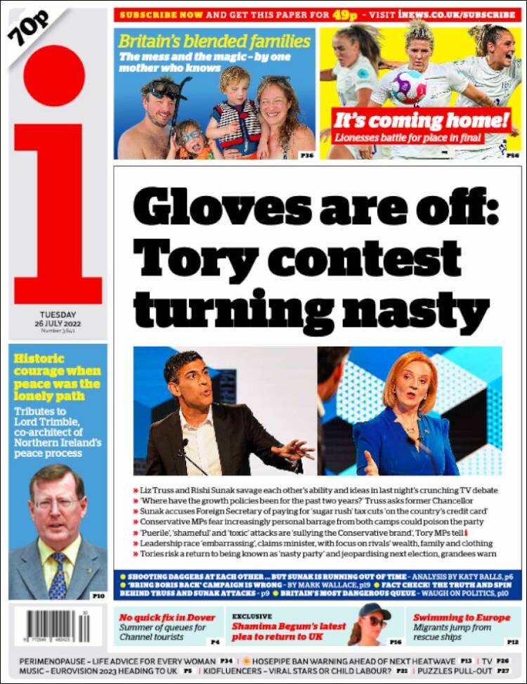 Portada de The i (Reino Unido)