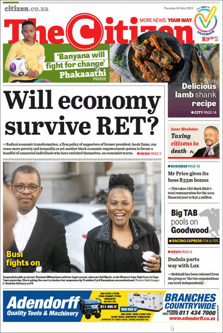 Portada de The Citizen (Sud&aacute;frica)