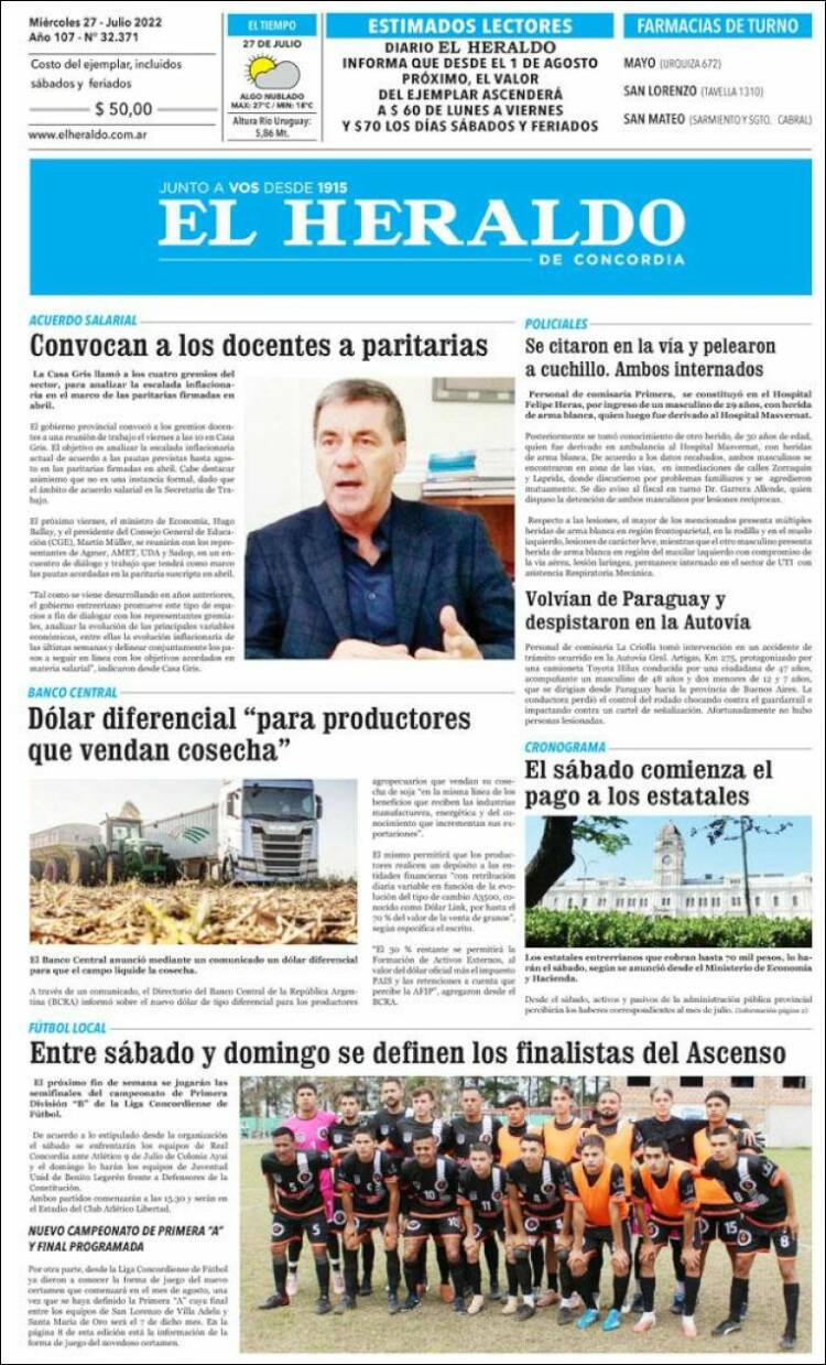 Portada de El Heraldo de Concordia (Argentina)