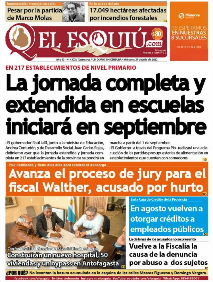 Portada de El Esquiu (Argentina)