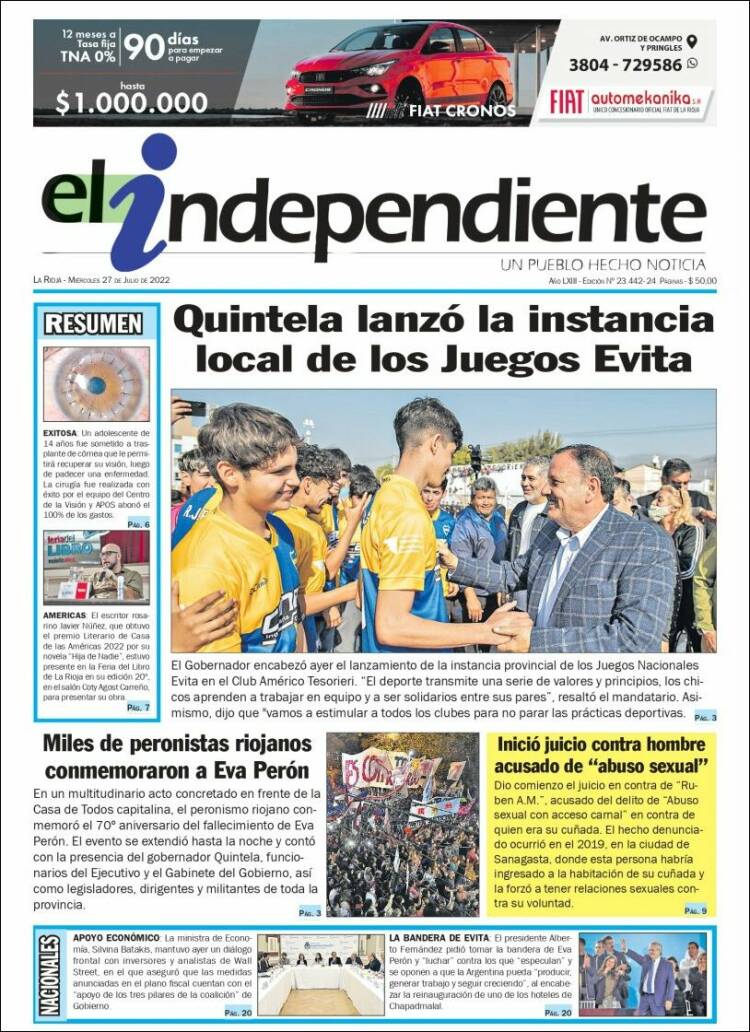 Portada de El Independiente (Argentina)