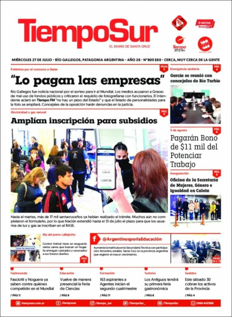 Portada de Tiempo Sur (Argentina)