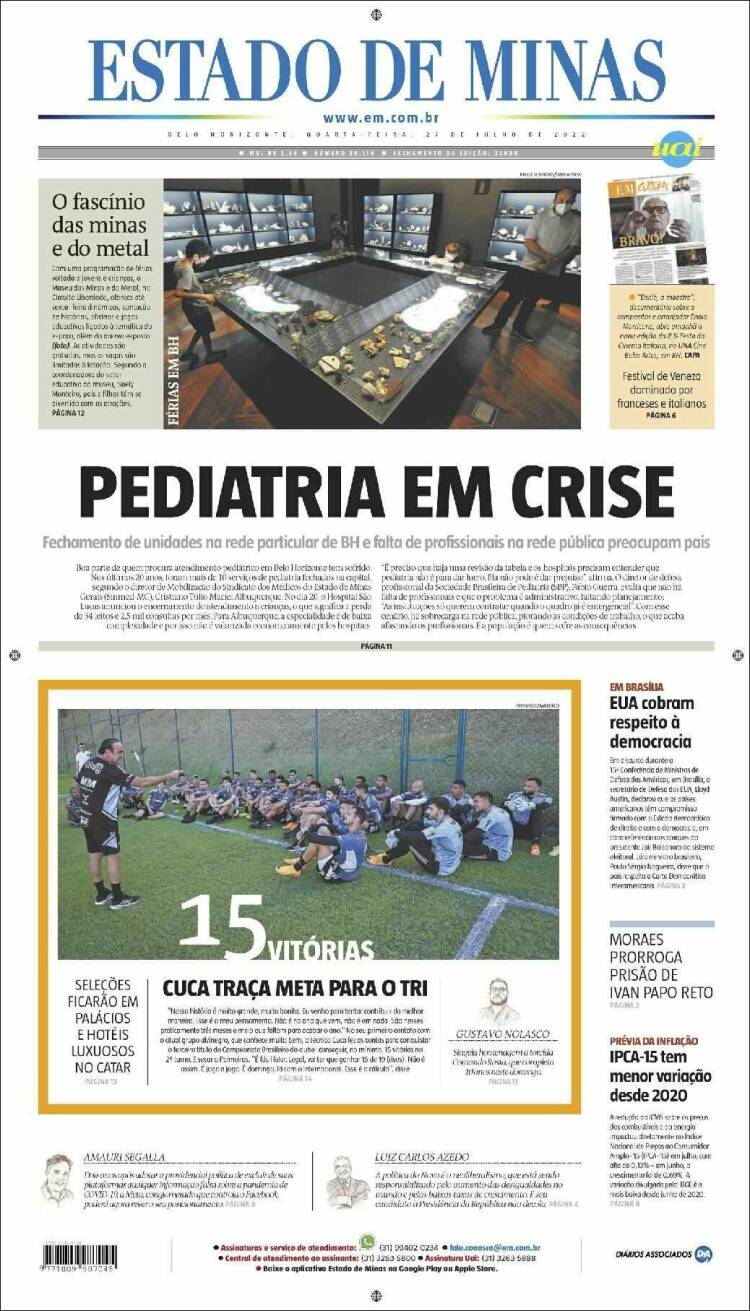 Portada de Jornal Estado de Minas (Brasil)