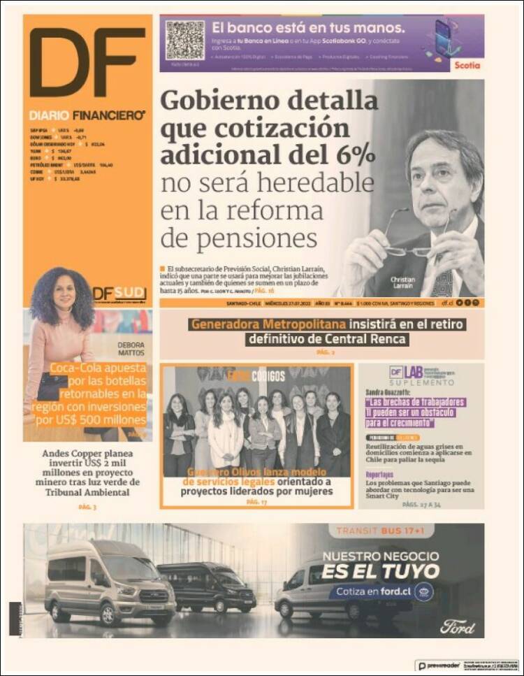 Portada de Diario Financiero (Chile)