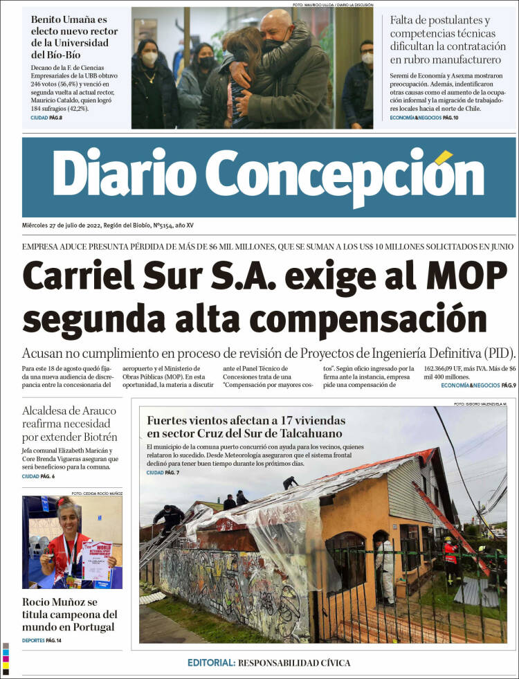 Portada de Diario de Concepción (Chile)