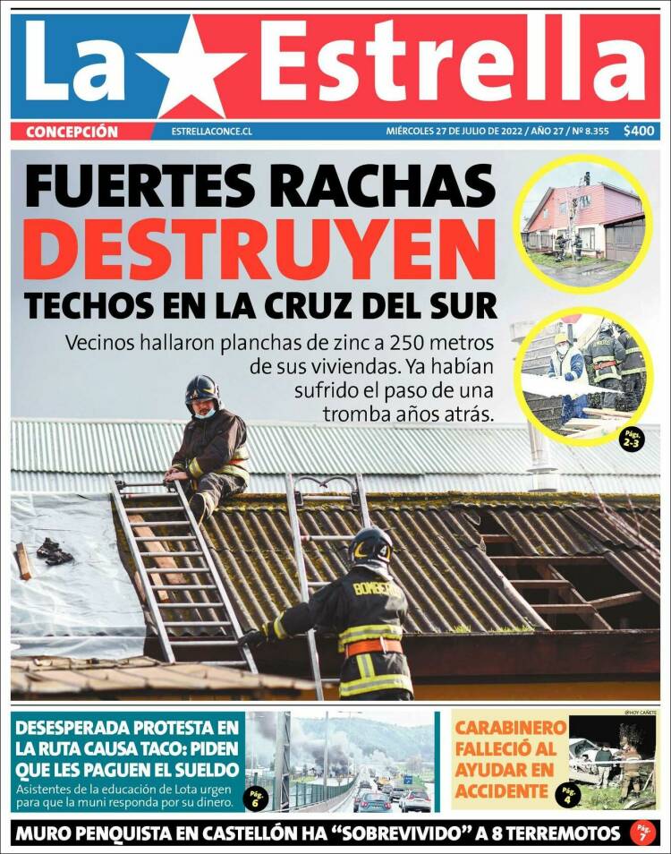 Portada de La Estrella de Concepción (Chile)