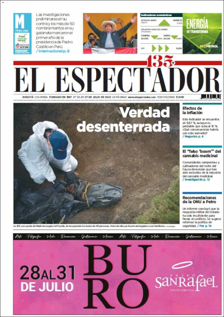 Portada de El Espectador (Colombia)