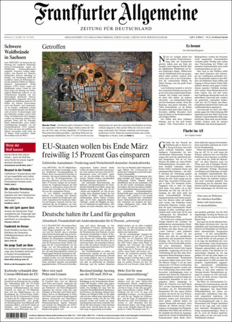 Portada de Frankfurter Allgemeine (Alemania)