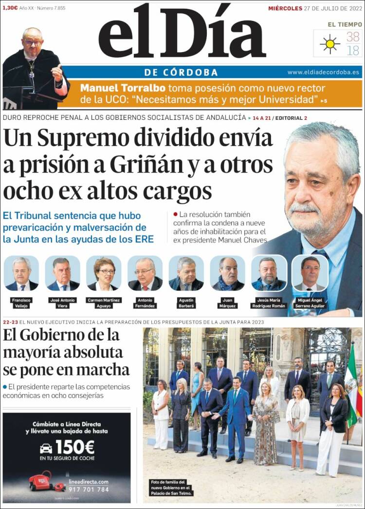 Portada de El Día de Córdoba (Espa&ntilde;a)