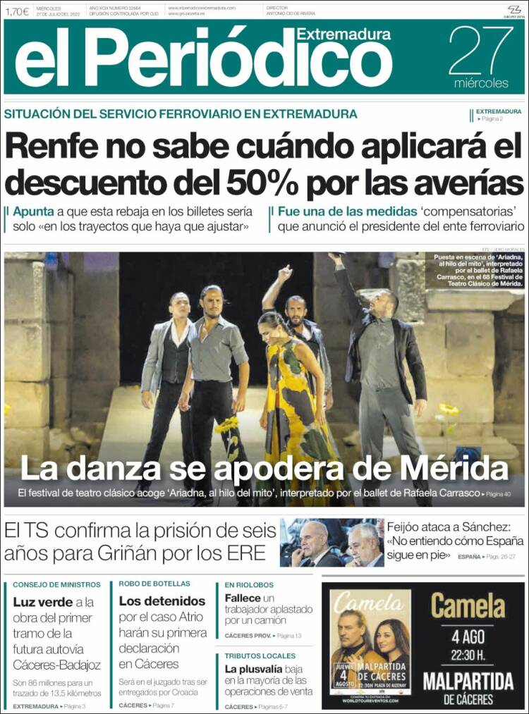 Portada de El Periódico de Extremadura (Espagne)