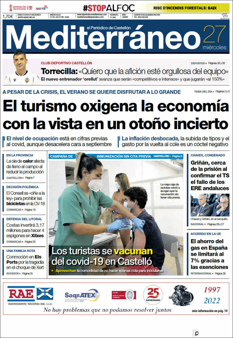 Portada de El Periódico Mediterraneo (Espa&ntilde;a)