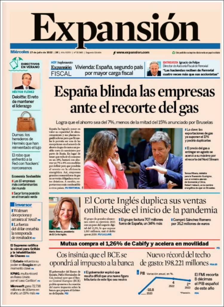 Portada de Expansión (Espa&ntilde;a)