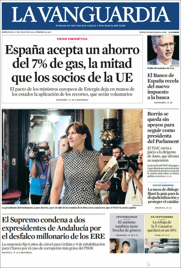 Portada de La Vanguardia (España)