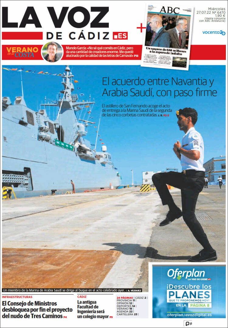 Portada de La Voz de Cádiz (Espa&ntilde;a)