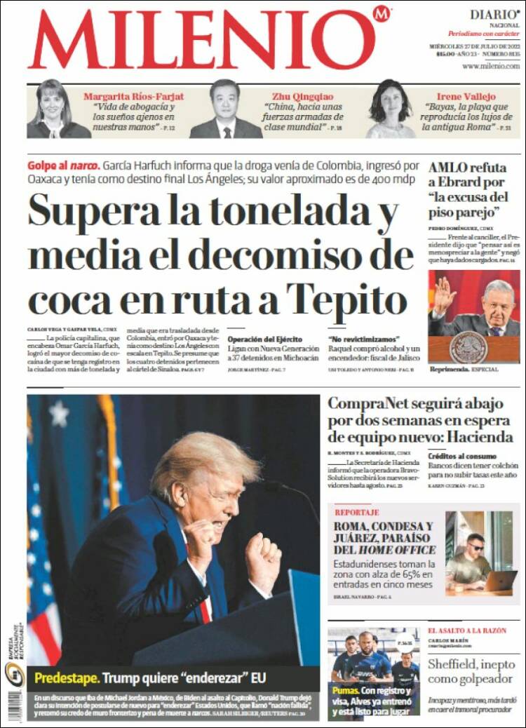 Portada de Milenio (M&eacute;xico)