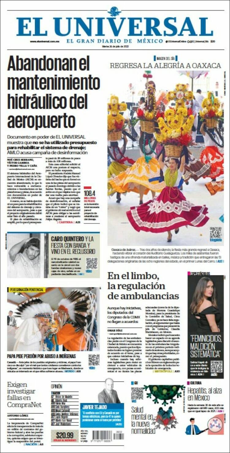 Portada de El Universal (M&eacute;xico)