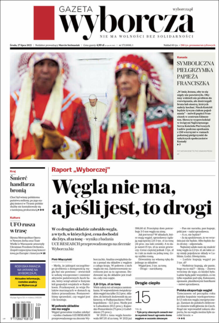 Portada de Gazeta Wyborcza (Polonia)