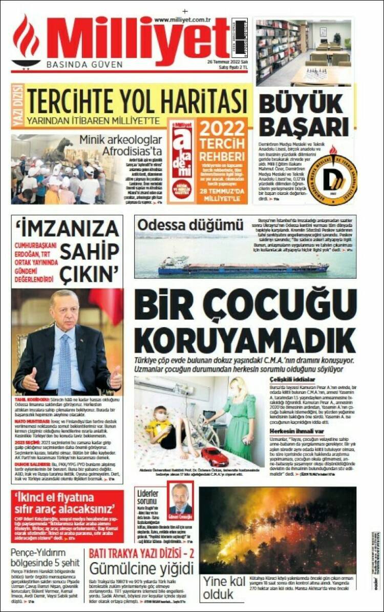 Portada de Milliyet (Turqu&iacute;a)
