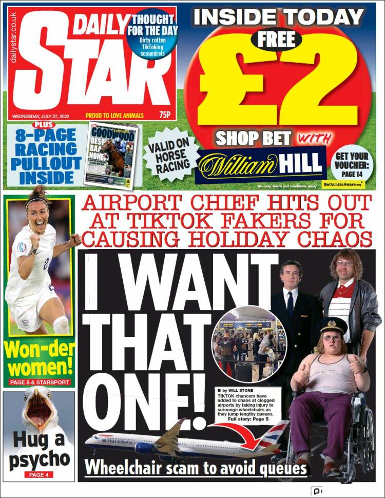 Portada de Daily Star (Reino Unido)