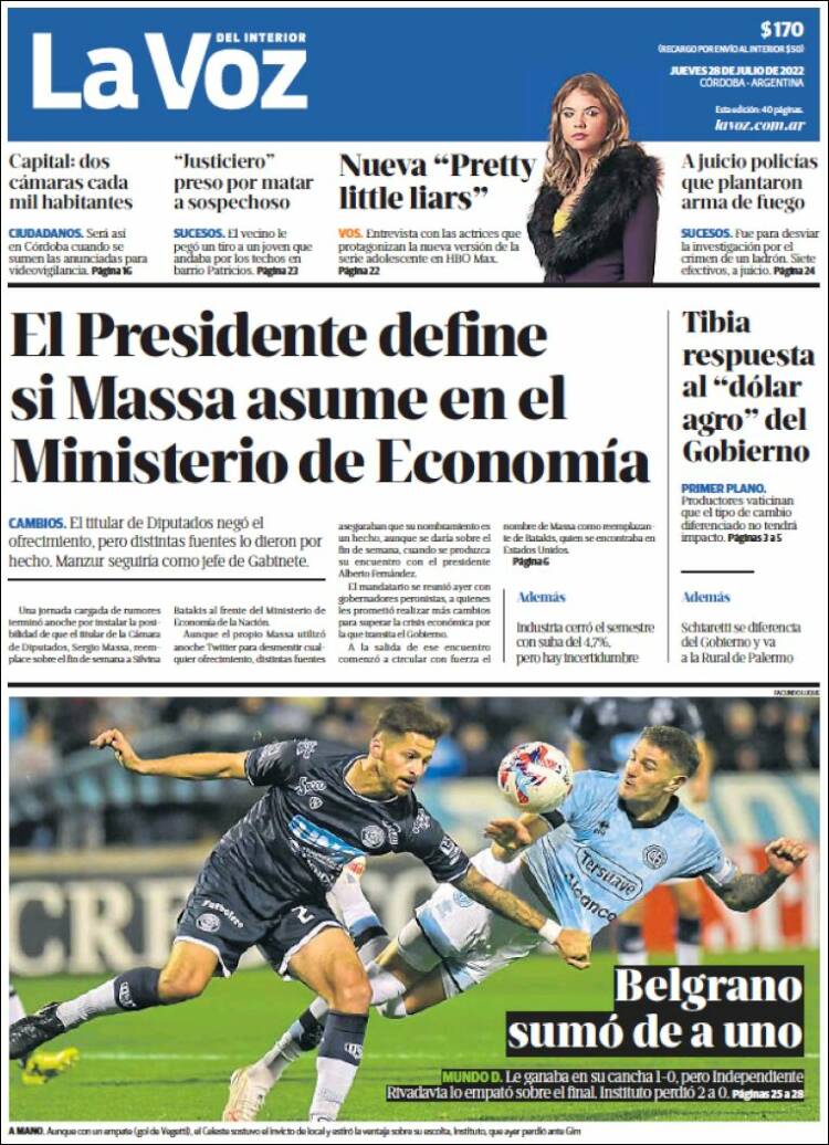 Portada de La Voz del Interior (Argentina)