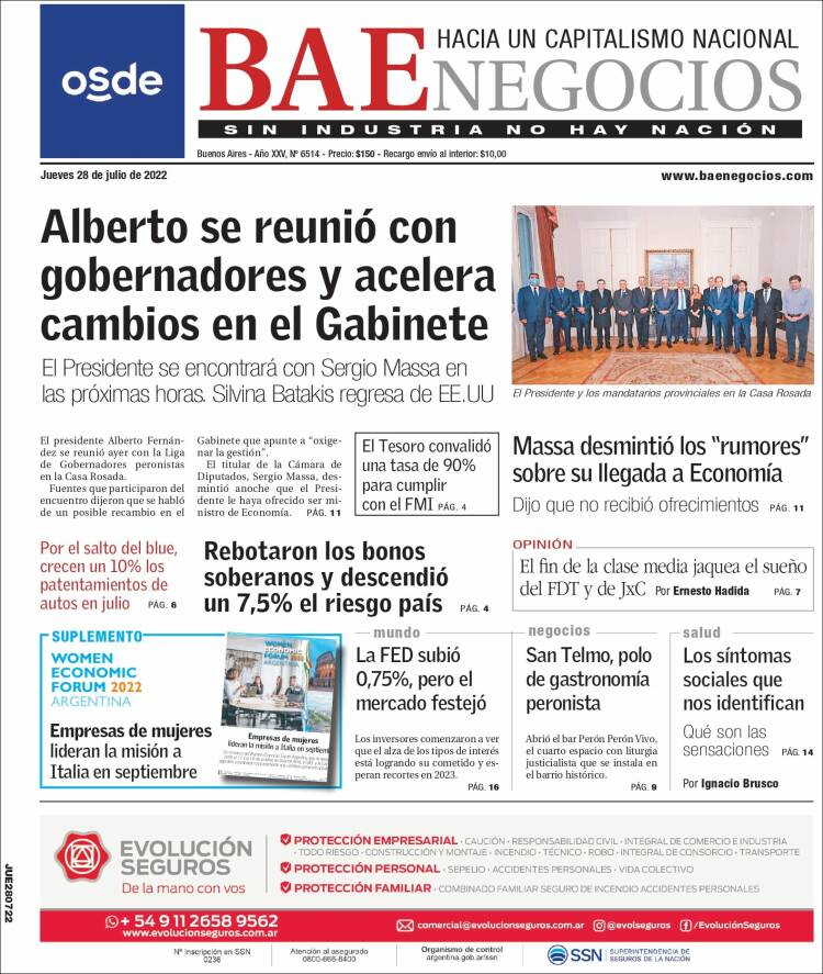 Portada de Buenos Aires Económico (Argentina)