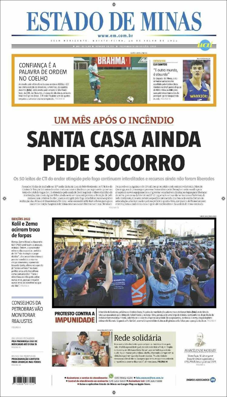 Portada de Jornal Estado de Minas (Brasil)