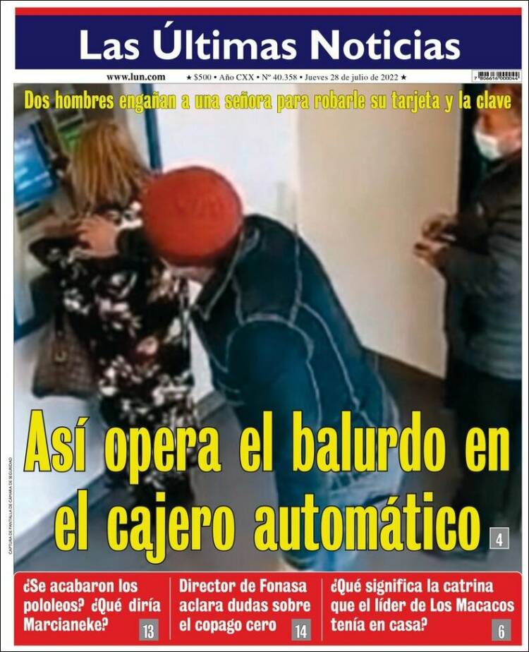 Portada de Las Últimas Noticias (Chile)