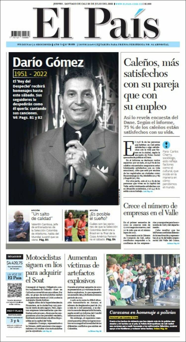 Portada de El País - Cali (Colombia)