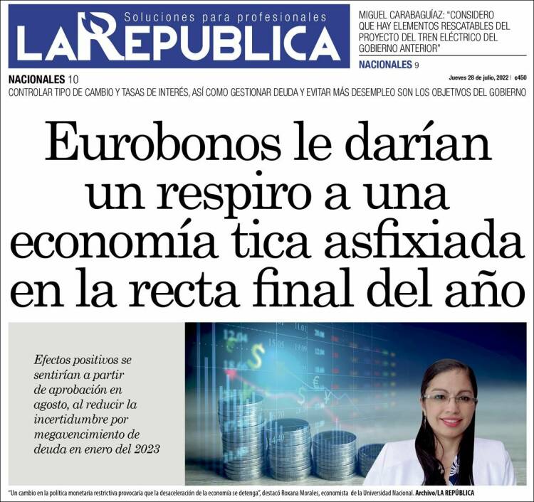 Portada de La República (Costa Rica)