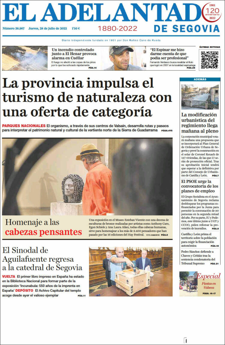 Portada de El Adelantado de Segovia (España)